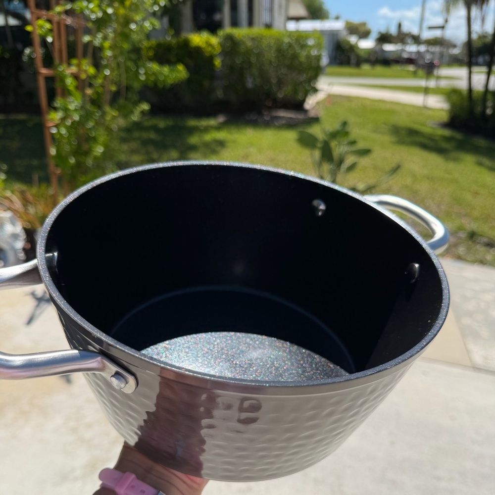 Basil & Kraft Home/Kitchen Hammered Nonstick Saucepan with Glass Lid - Brown - Picture 9 of 16